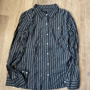 Nautica Black and White Striped Women's Blouse